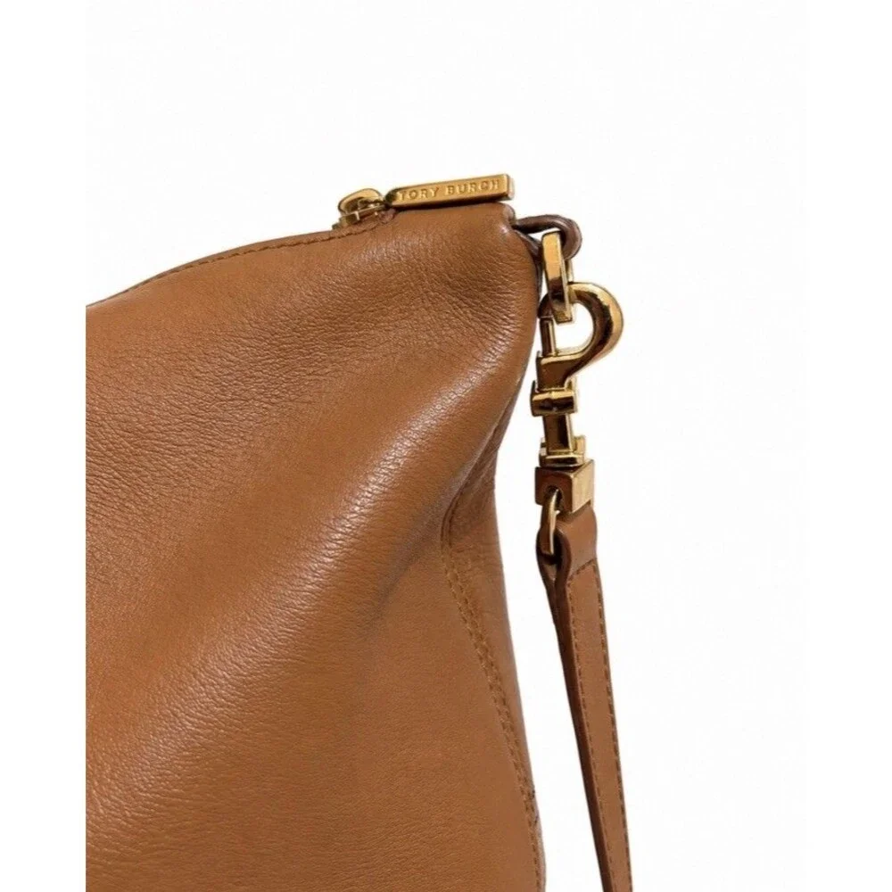 Tory Burch Natalie Patchwork Satchel Camel Brown Size Large Crossbody Strap